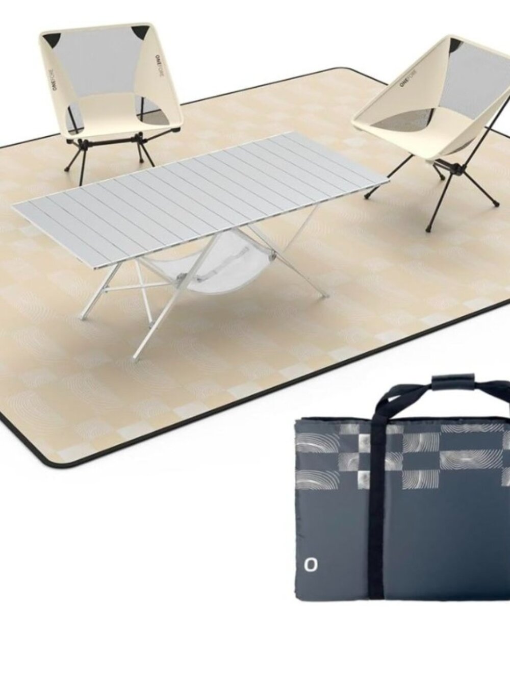NEW Camping Table with 2 Camping Chairs and Picnic Blanket, Blanket Tote